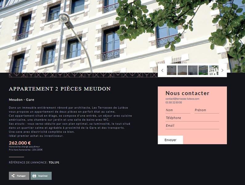 UX pour les sites immobilier les terrasses de Lutèce